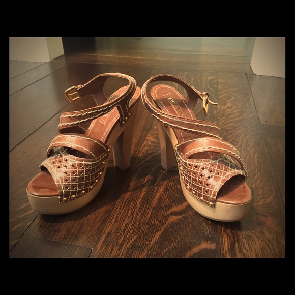 Prada stitch high heel sandals