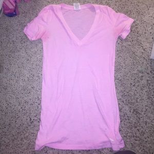 V neck pink cotton tee