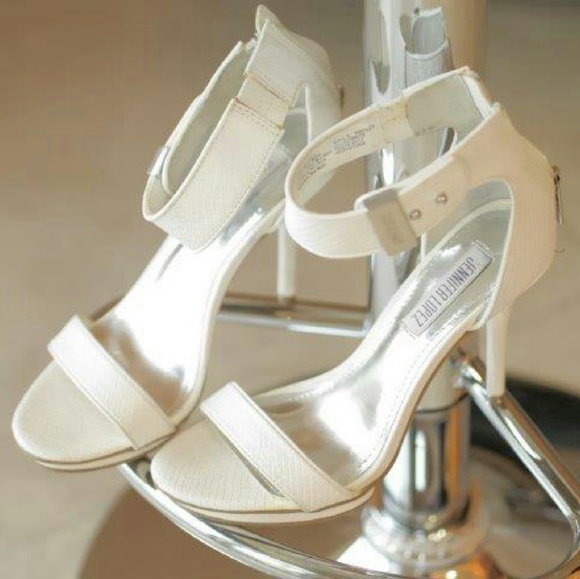 Jennifer Lopez Shoes - Jennifer Lopez White heels sandals with ankle