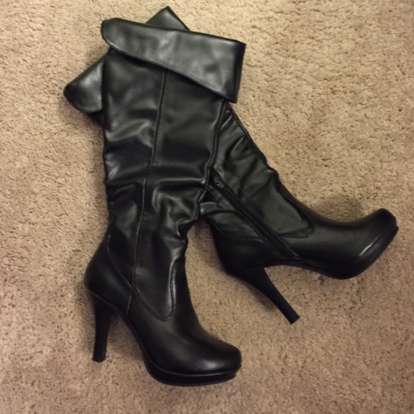 Black leather boots
