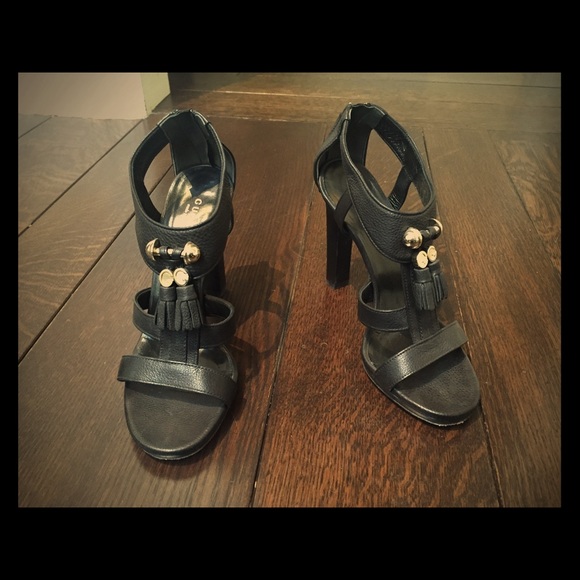 Gucci black tassel sandals