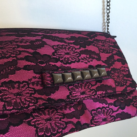 Lace and studded crossbody purse/clutch