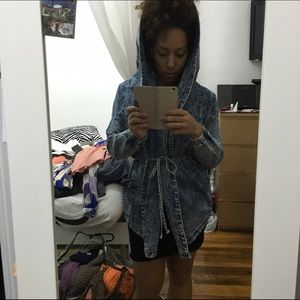 Wrap acid wash denim jacket