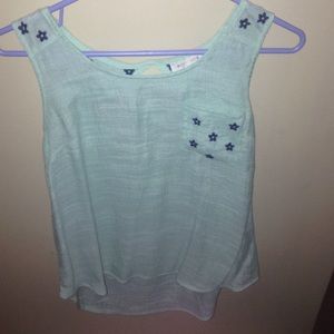 mint green flower blouse