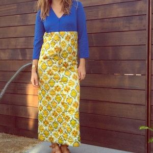 Vintage Stitched Quilt Empire Maxi Dress