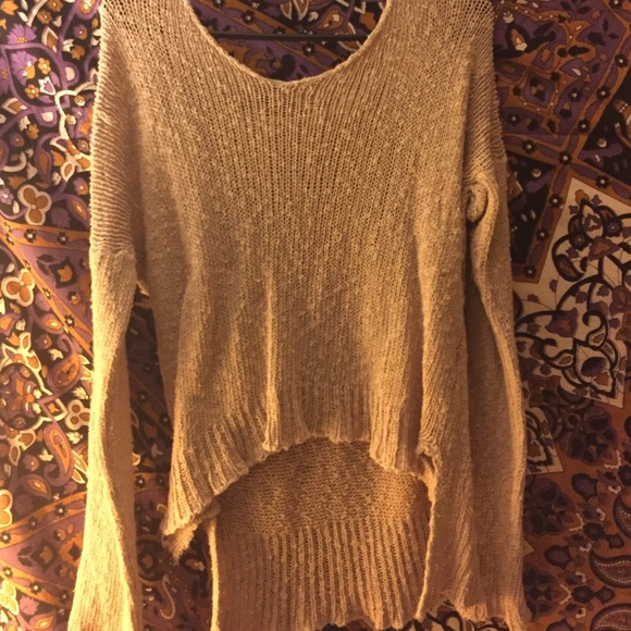 Nude pink off the shoulder sweater