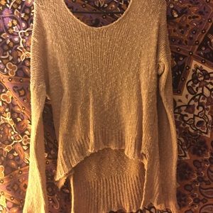 Nude pink off the shoulder sweater