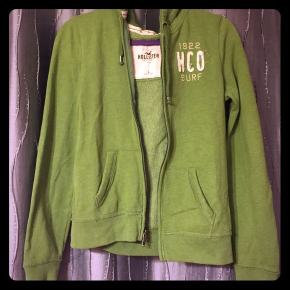 Zip-up green hollister sweatshirt