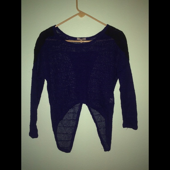 blue and black mesh top