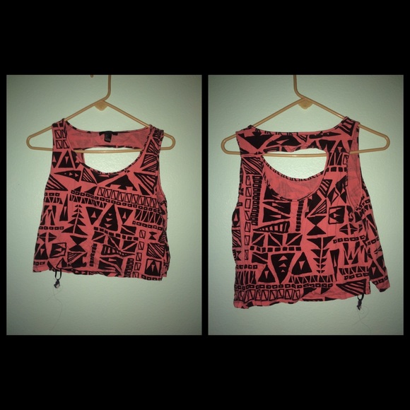 pink and black tribal crop top