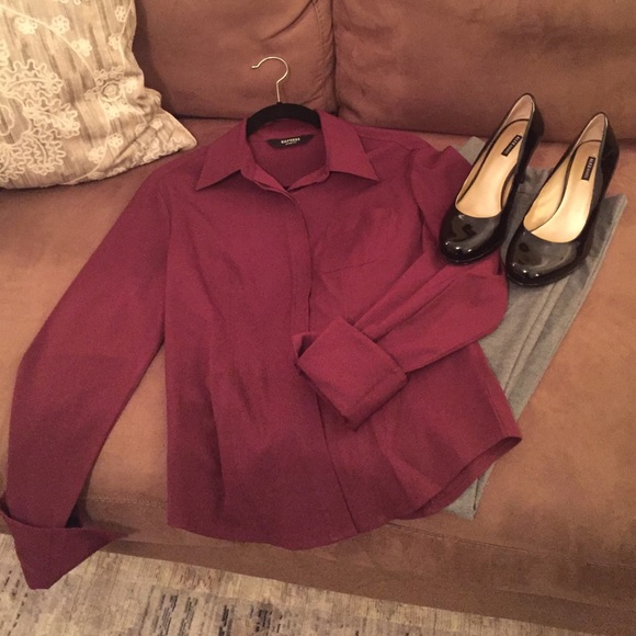 Express Stretch Winter Wine Dress Shirt