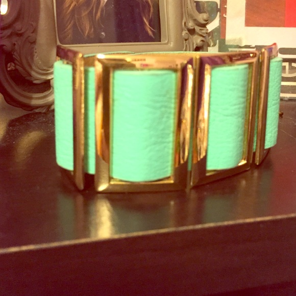 Gold & teal adjustable bracelet