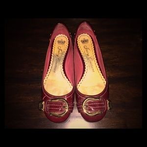 Juicy Couture Burgundy Flats w/ Gold Buckle Detail