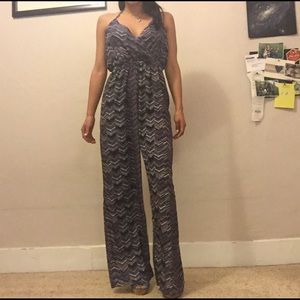 Multi-Print Open Back Jumpsuit