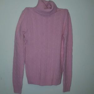J. CREW Pink merino wool/angora cable sweater