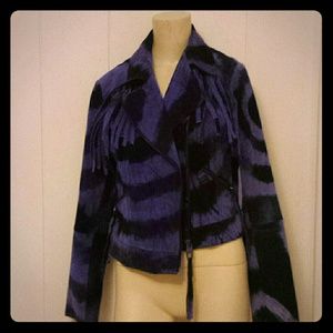 Miss Sixty tie dyed leather fringe jacket