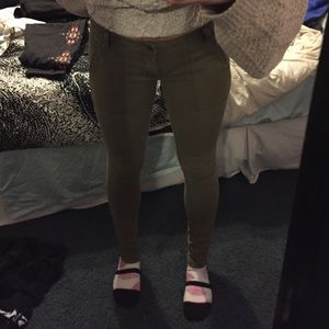 UO// olive jeans w/ ankle zippers
