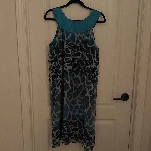 NWOT Silky, sheer dress.  Elegant Teal.