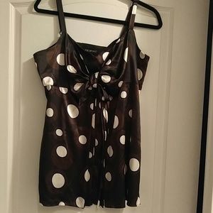 NWT Polka dot silky, pleated dressy top