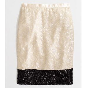 J. Crew Black & Creme Sequin Pencil Skirt