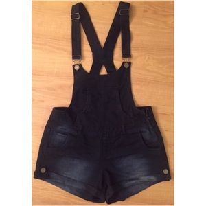 YMI dark blue women's stretch short overalls size9