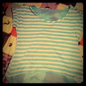 Blue and white high and low blouse