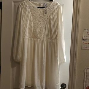 NWT Antique White Lacey, Pleated Dress