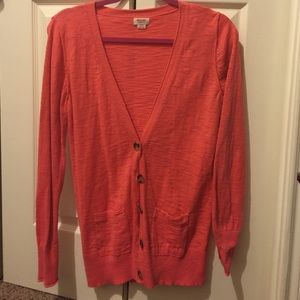 Cardigan , nice peachy pink color .