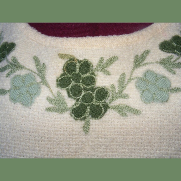 Vintage 50s Wool Chenille Floral Appliqué Dress - Picture 3 of 4