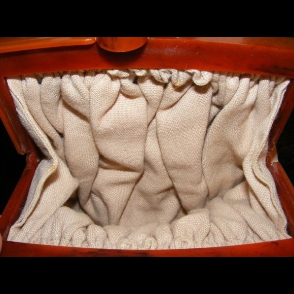 Vintage 20's Ivory Wool & Bakelite Flapper Purse - Picture 3 of 4