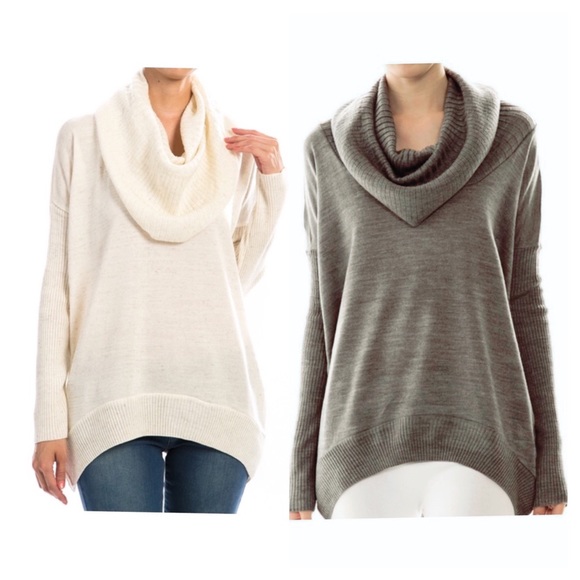 cream cowl neck sweater - Picture 2 of 3