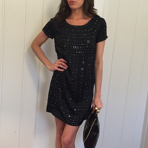 French Connection Embellished Little Black Dress