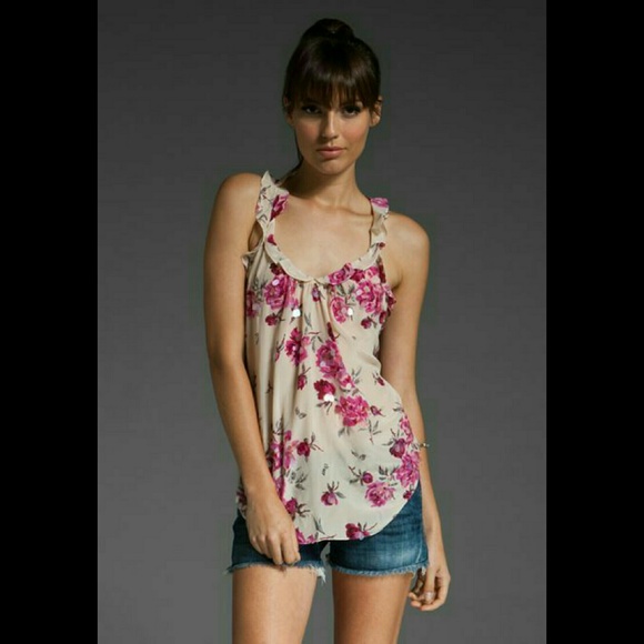 Rebecca Taylor Rose Garden Floral Silk Cami Tank