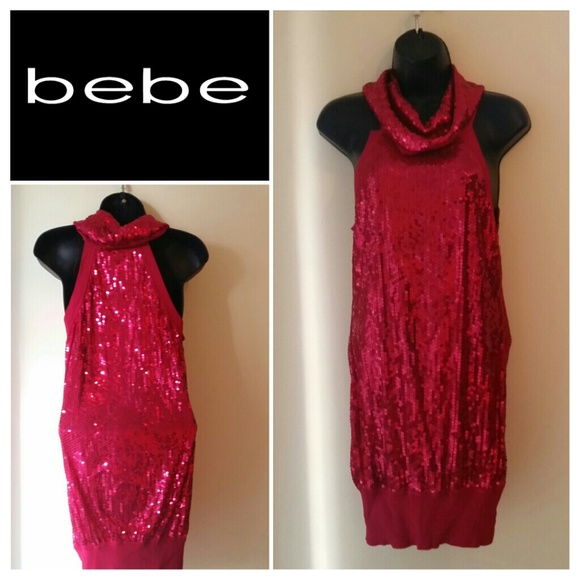 Bebe sequined Magenta Dress - Picture 1 of 2