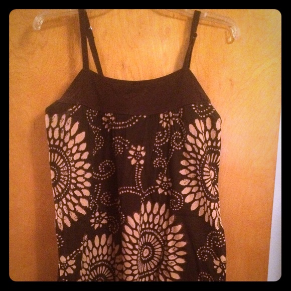 Long brown and tan flowy tank