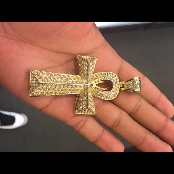 14k sterling silver gold plated cross