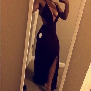 Purple deep v-neck dress