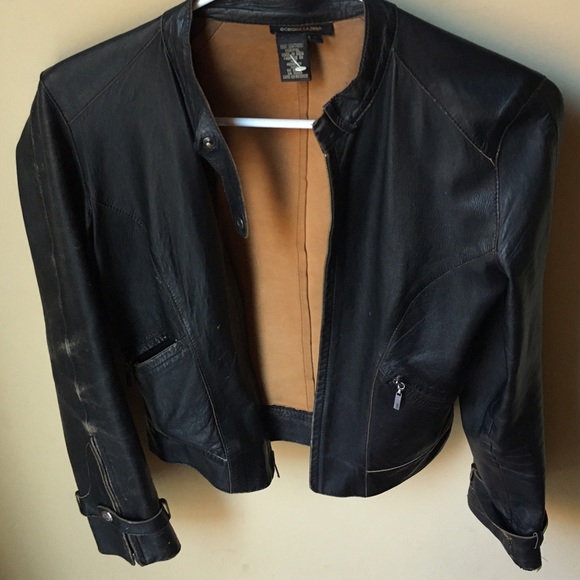 Distressed 100% leather BCBG Maxazria jacket