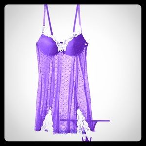 Women's Plus-Size Dot Jacquard Babydoll