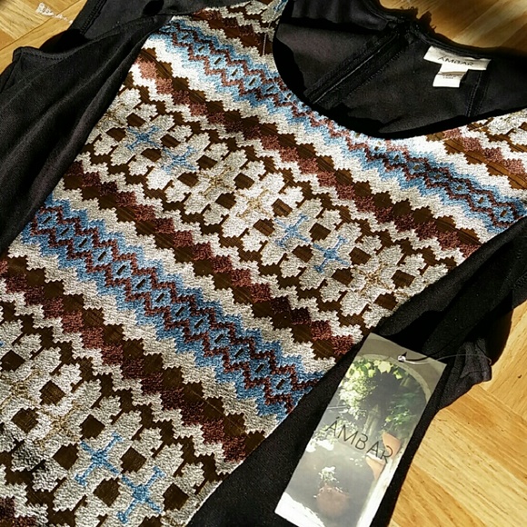 NWT Black Dress with Tribal Pattern - Picture 1 of 3