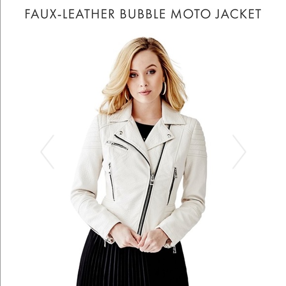 LOWEST❗️Guess Faux-Leather Bubble Moto Jacket