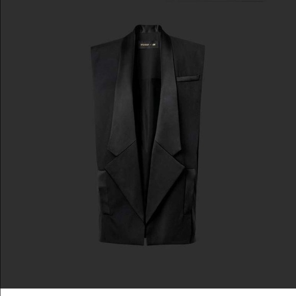 H&M X BALMAIN Black Vest w/ Satin Lapels