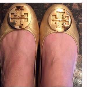 Tory Burch gold ballet flats