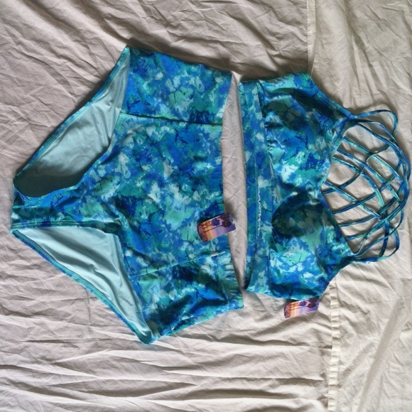 Tie dye high wasted bikini plus size