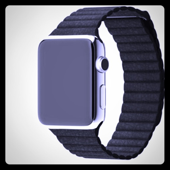 Accessories - Black, faux leather magnetic iWatch band for 38mm