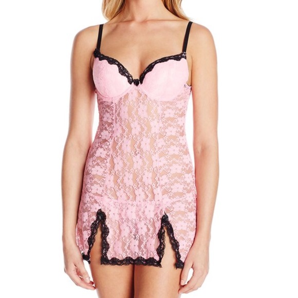 stretch Lace Babydoll with contrast trim