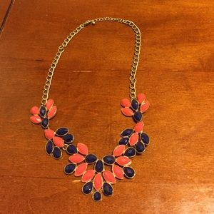 Navy blue and Orange Petal Necklace