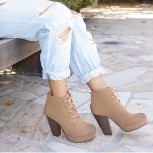 Stacked Heel Platform Booties