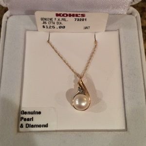 Genuine Pearl & Diamond Gold Necklace
