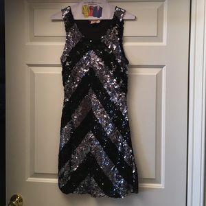 Black/silver sequined cocktail dress